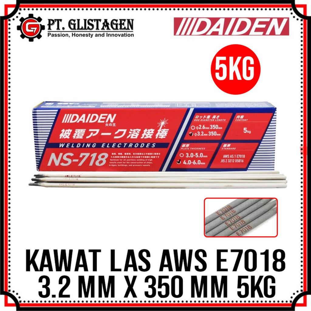 Daiden Kawat Las Elektroda 2.6MM X 350MM 5 KG 3.2MM X 350MM 5 KG AWS E7018 Welding Electrodes NS-718