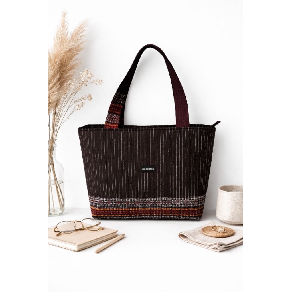 Tas Wanita Tote Bag Etnik Hitam | Tas Kuliah Kerja | Tote Bag Casual Harian|Tas Laptop|Tas ipad