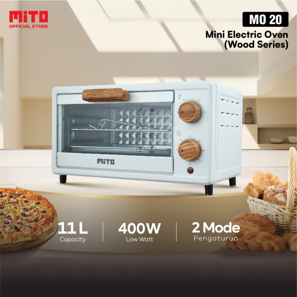 MITO Oven Listrik Mini MO20 11L Pemanggang Kue - White