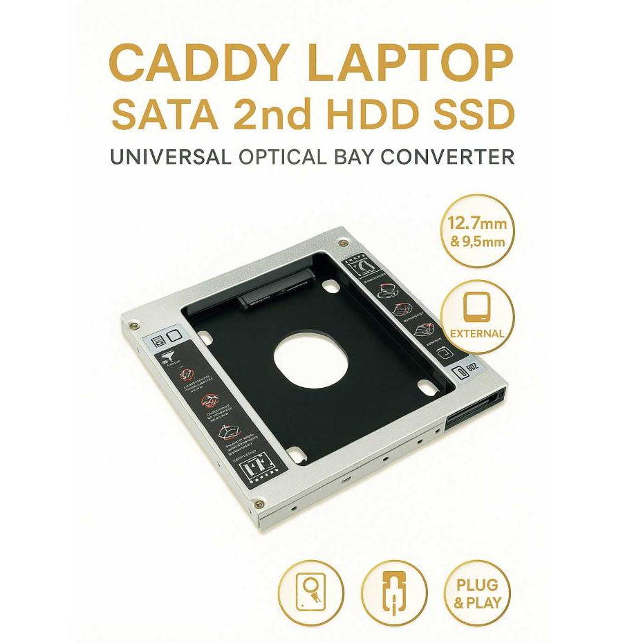 Caddy Laptop SATA DVD ke SSD HDD 12.7mm - Panduan Ganti HDD
