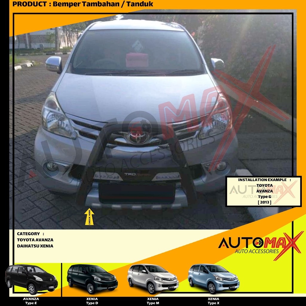 BEMPER DEPAN TAMBAHAN / TANDUK TRD SPORTIVO (MODEL A) ALL NEW XENIA / ALL NEW AVANZA 2011 UP
