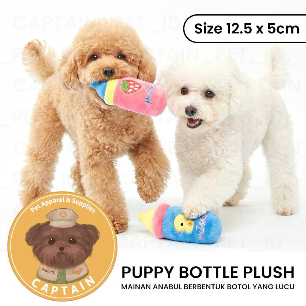MAINAN GIGIT ANJING PUPPY BOTTLE PLUSH DOG SQUEAKY TOYS CORGI POODLE BICHON POMERANIAN