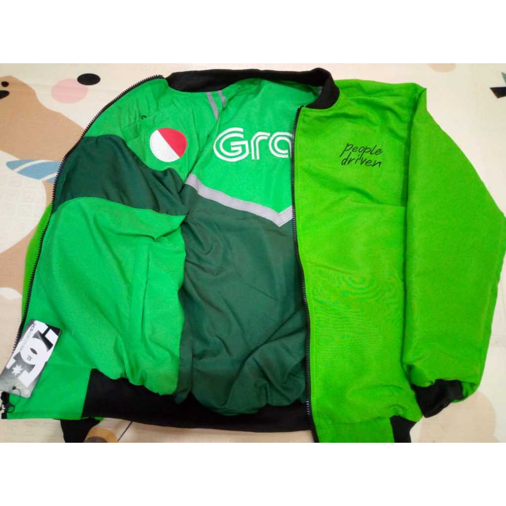 JAKET BOMBER GRAB INDRIVE JAKET BOLAK BALIK GRAB INDRIVE ANTI AIR WATERPROOF REAL PICT MURAH