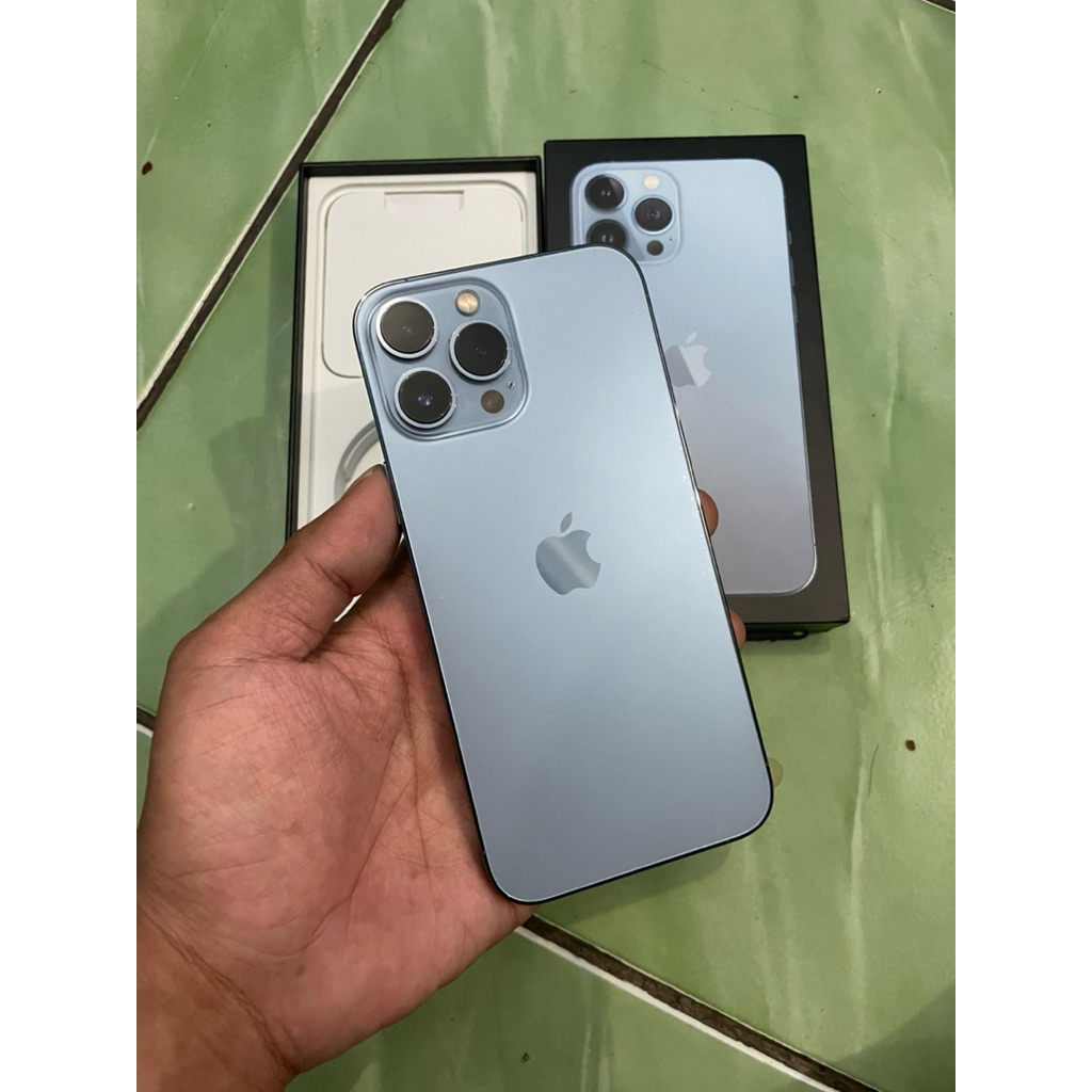 iphone 13 Promax 128gb Sierra Blue ibox full ori PLP layar ( ASLI ) mulus no minus