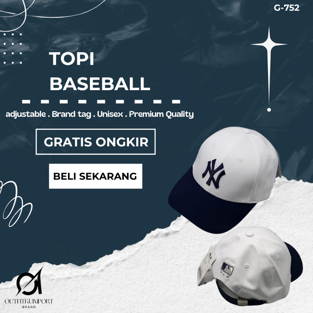 G-752 Topi Baseball NY MLB Classic White Navy