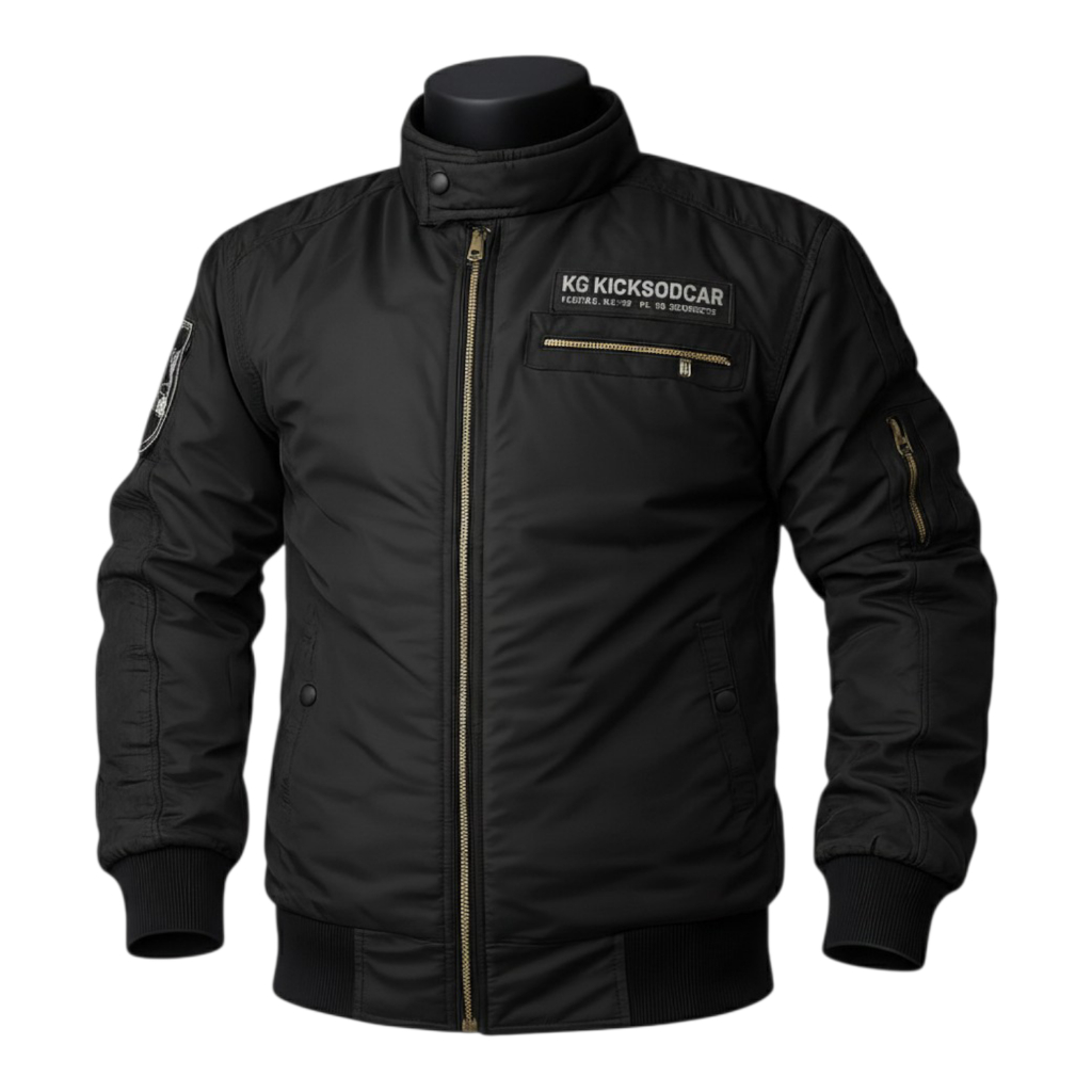 KICKSOOGAR Jaket Bomber Pria Waterproof Windbreaker Casual Black