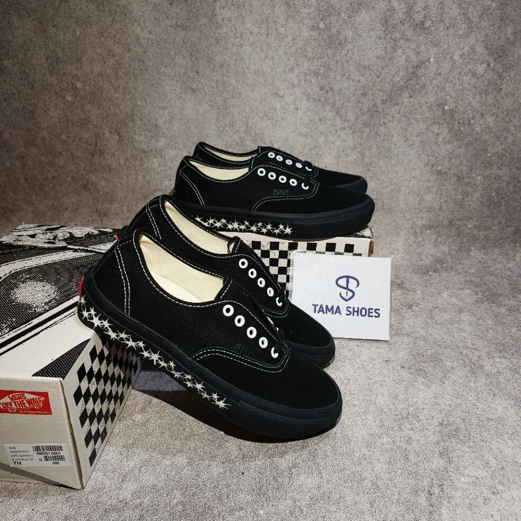 Vans authentic skateboarding black splatter