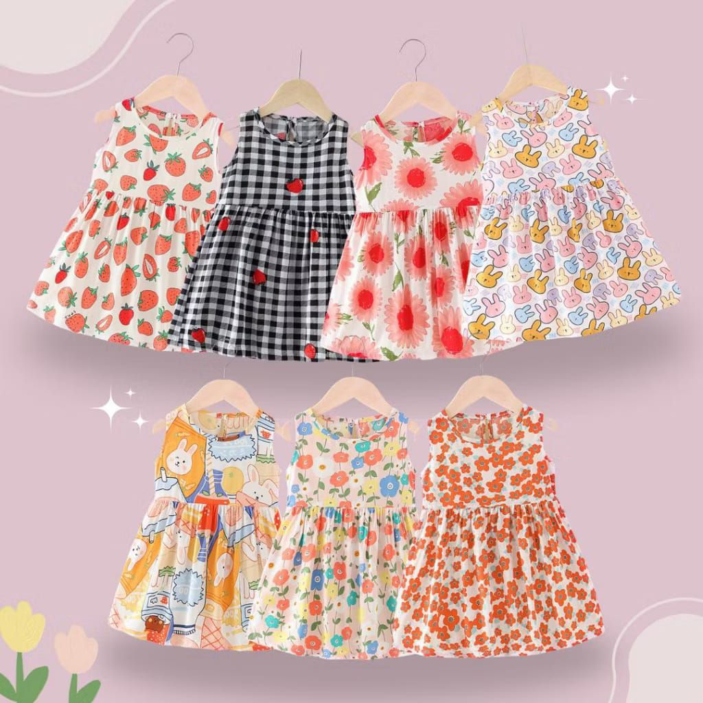 Dress Anak Oujitu Katun Bermotif Lucu size 90-100