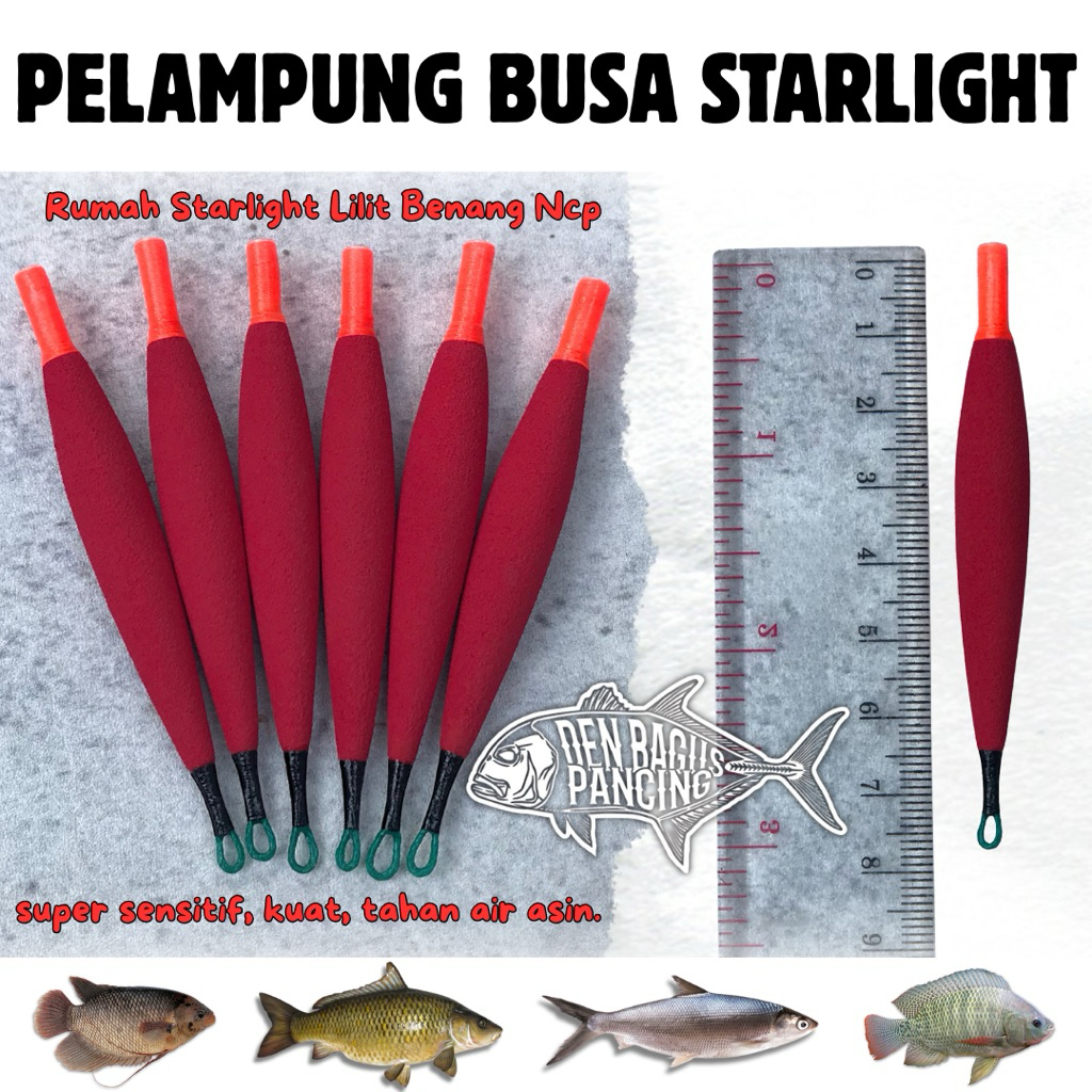 Pelampung Pancing Busa Fosfor Starlight Ikan Nila Bandeng Umpan Lumut Super Sensitif Warna Merah