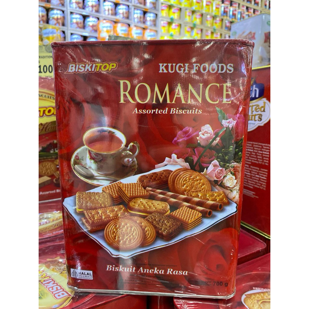 Biskitop Romance Biscuit Kaleng Kotak 700gr | jajan lebaran | jajan lebaran murah | jajan kaleng | j