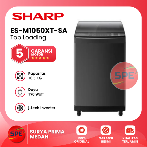 MESIN CUCI TOP LOADING SHARP KAPASITAS 10.5 KG ES-M1050XT-SA GARANSI RESMI (MEDAN)