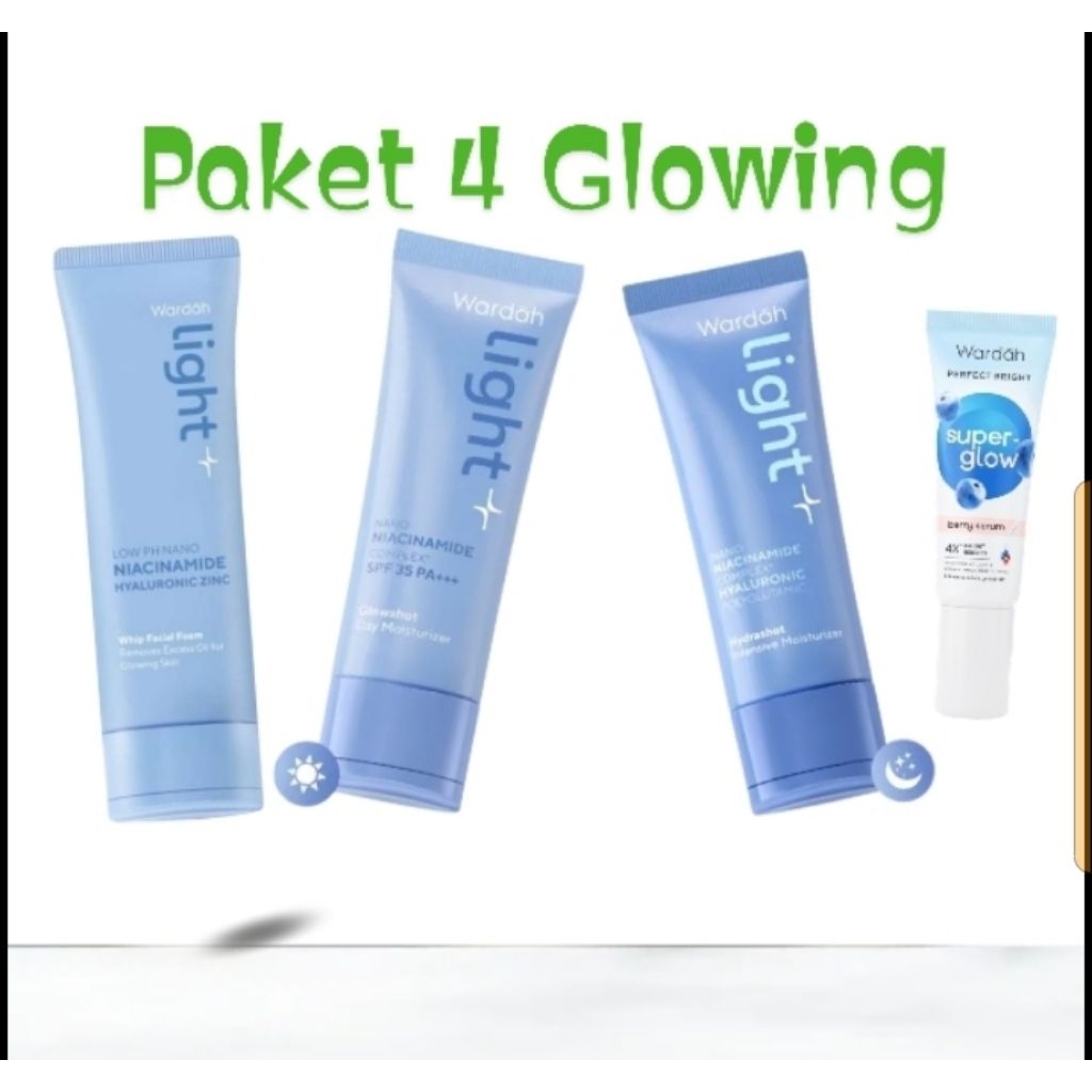 Wardah Paket Lightening Pemutih wajah Glowing / Penghilang Flek Hitam dan Bekas Jerawat
