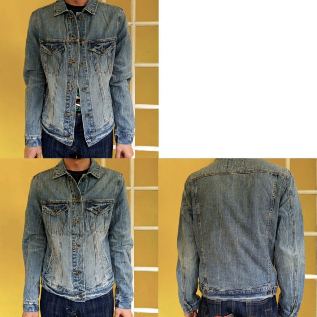 Jaket Jeans Denim Ripped AMERICAN EAGLE