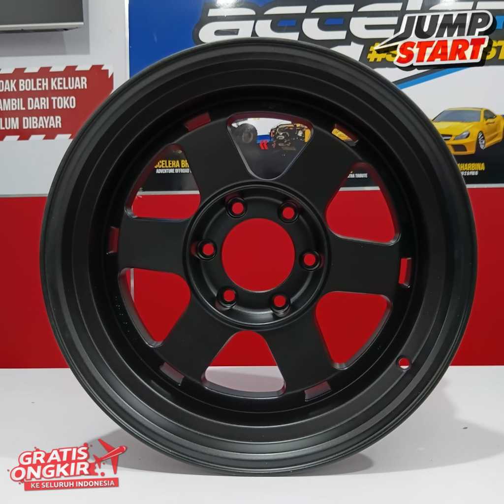 Pelek resing model palang ring18 hsr tipe Etappe baut pcd 6x139,7 black velg mobil pajero fortuner h