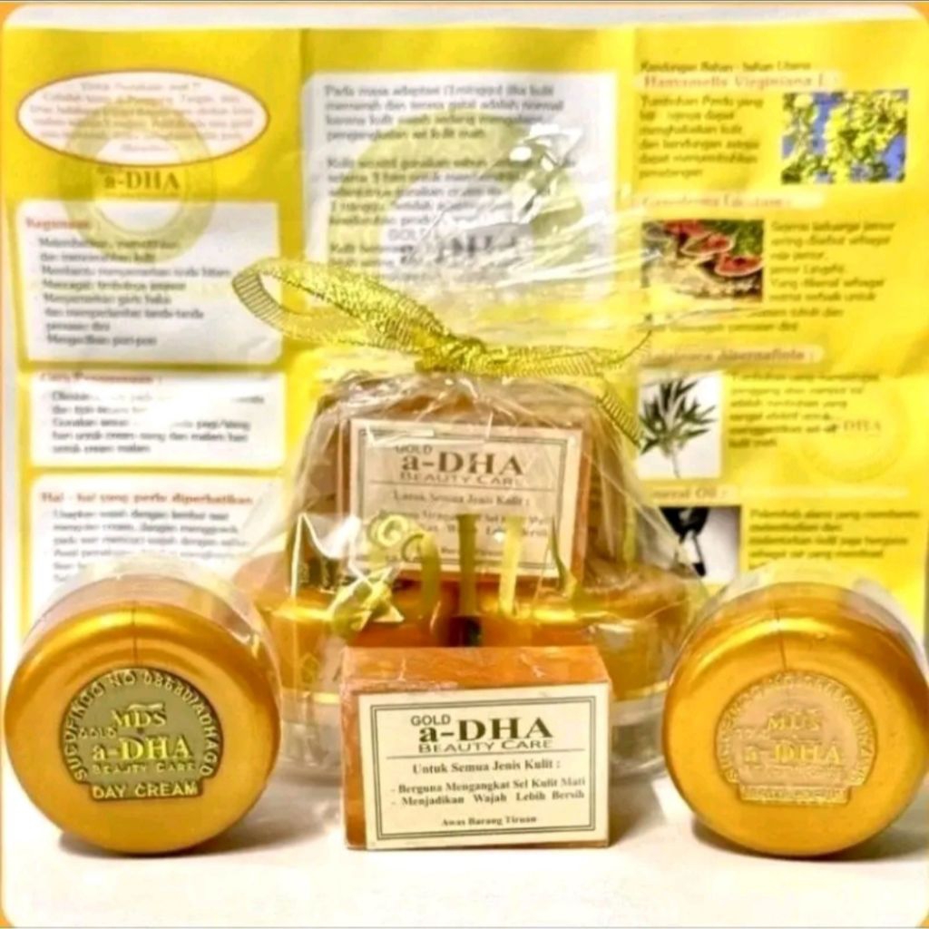 Paket Cream A-DHA Gold MDS - Pemutih Wajah Alami, Membantu Menyamarkan Noda Hitam Mencegah Jerawat