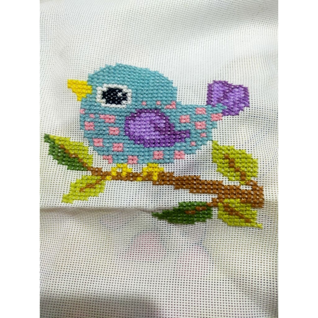kristik jadi cross Stitch bird burung sudah jadi ready tanpa bingkai