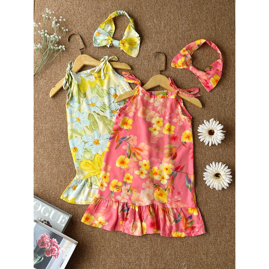 PEVITA DRESS ANAK PEREMPUAN FREE BANDANA // DRESS RAYON PREMIUM MODEL TALI IKET