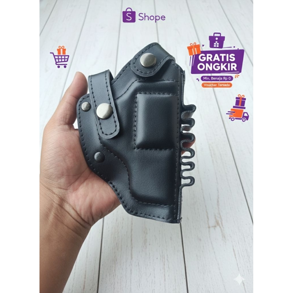Holster Revolver Kulit Sintetis Premium - Sarung Pistol