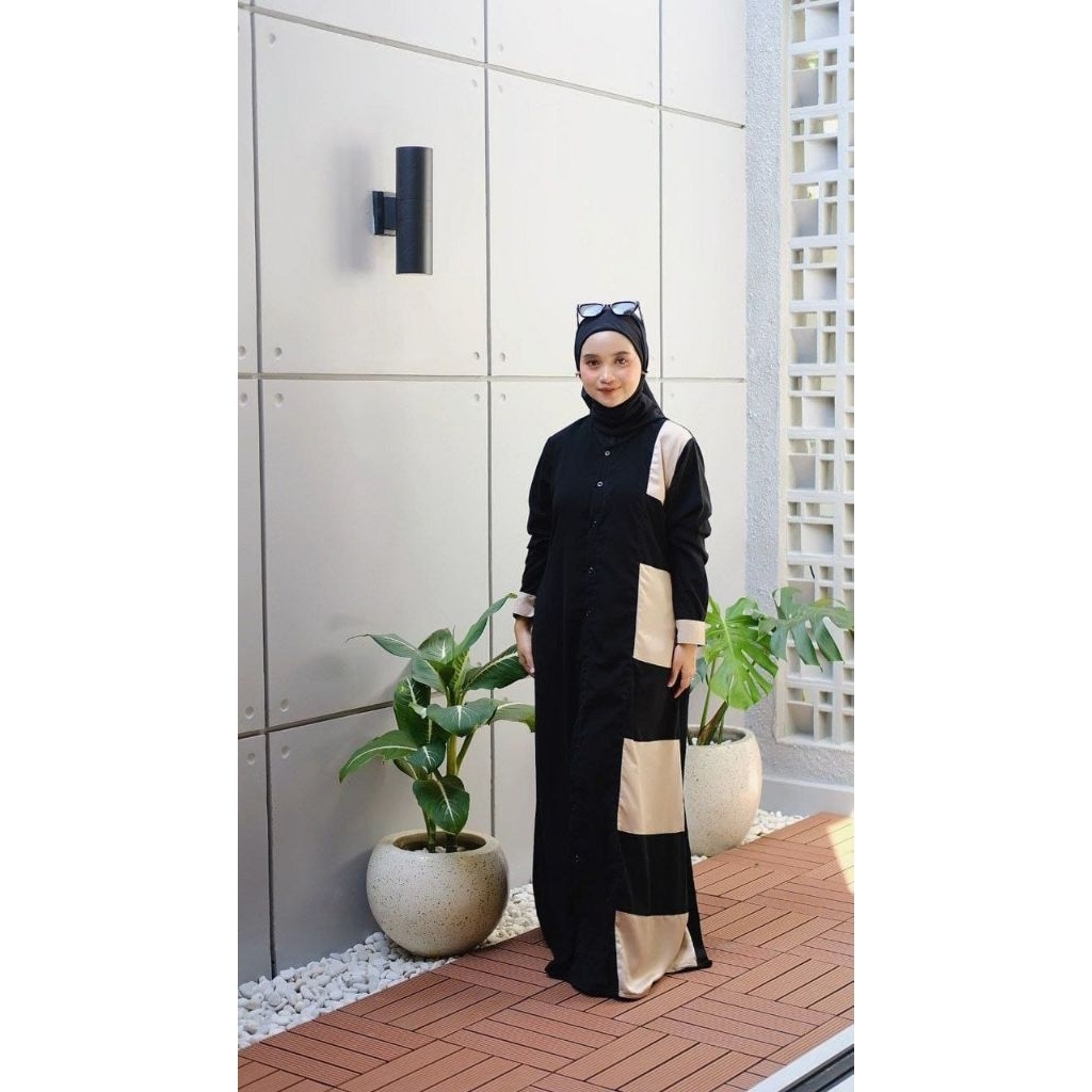 Abaya arsyi abaya hitam kombinasi 2 warna abaya turki abaya  saudi arab abaya santri