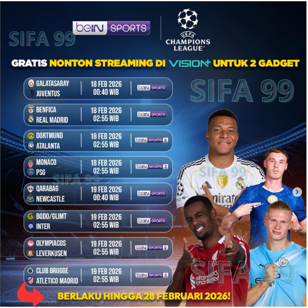sifa 99 paket k vision BEIN SPORTS UEFA CHAMPIONS LEAGUE