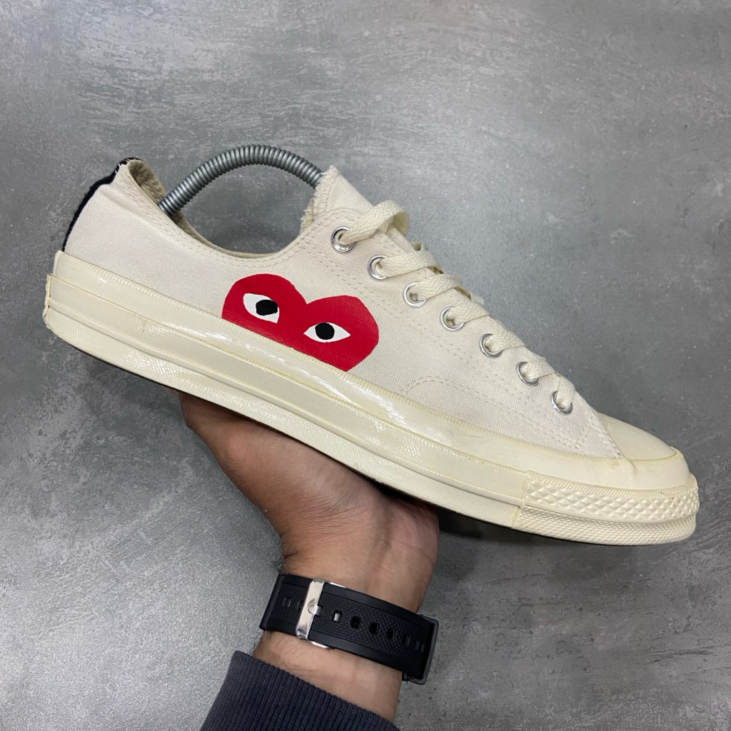 [Size 44] Rare Comme des Garçons x Converse Chuck Taylor All Star 70S OX Low ‘Play’ White 2018 (1502