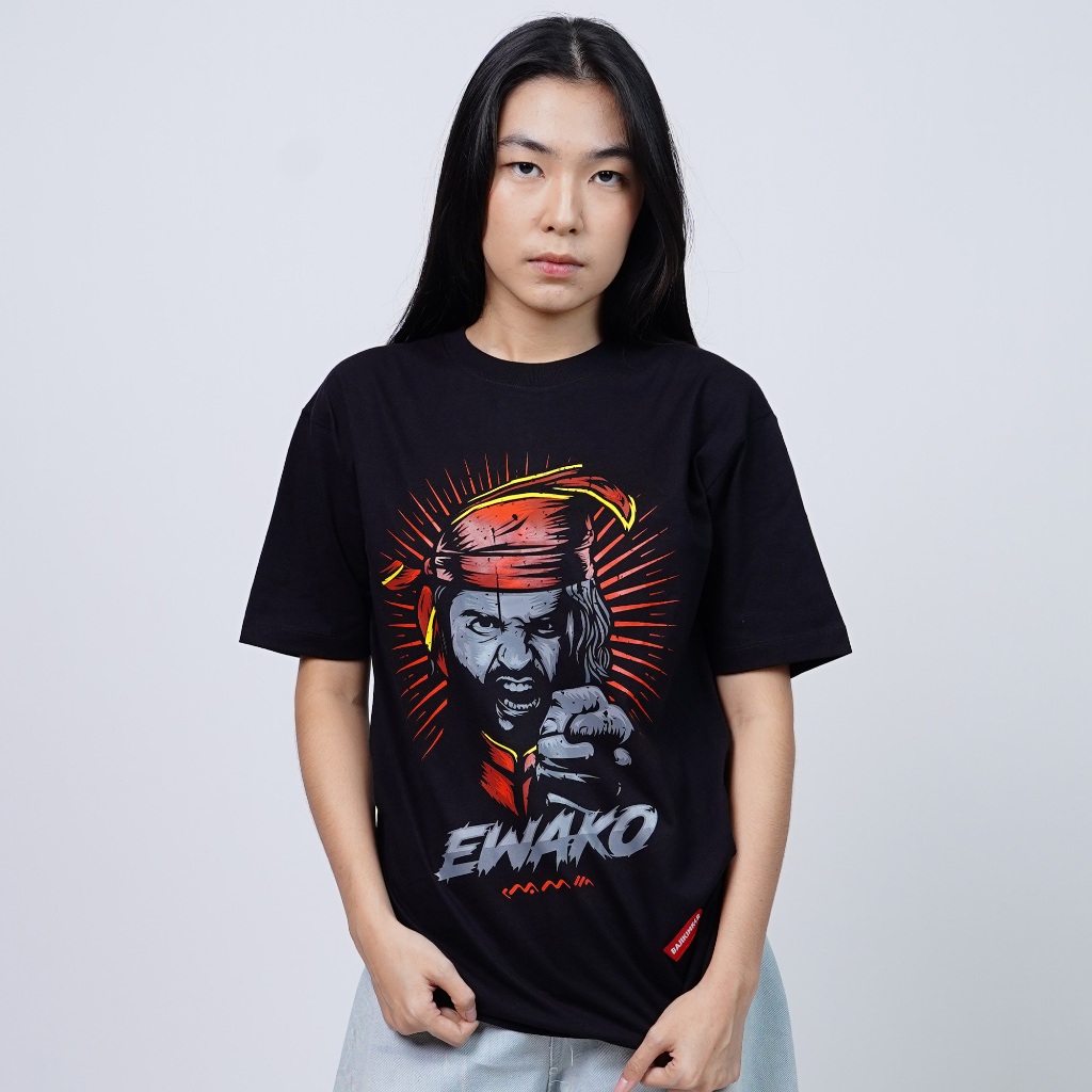 Kaos Bajiki Makassar Sultan Hasanuddin Ewako Warna Hitam 100% Katun