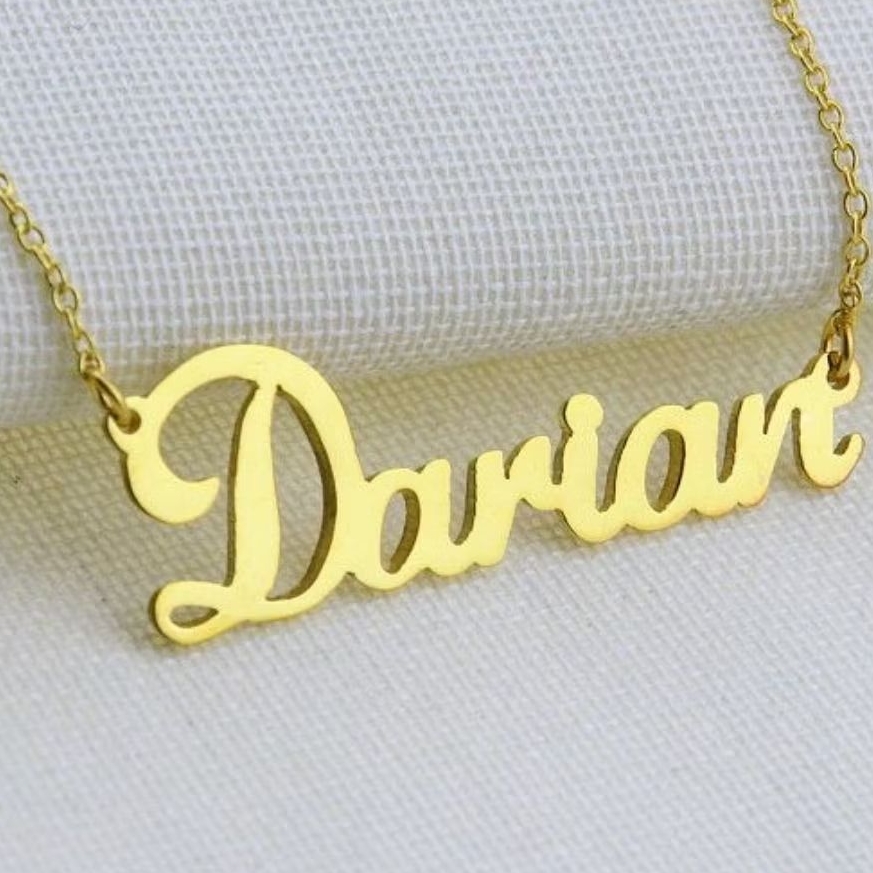 Kalung ukir nama lapis emas24k anti karat bahan titanium free request nama