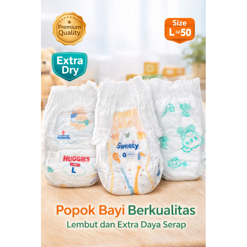 Pampers non kemasan Sweety/ Huggies/ Happy Nappy - Dijamin Asli & Higienis