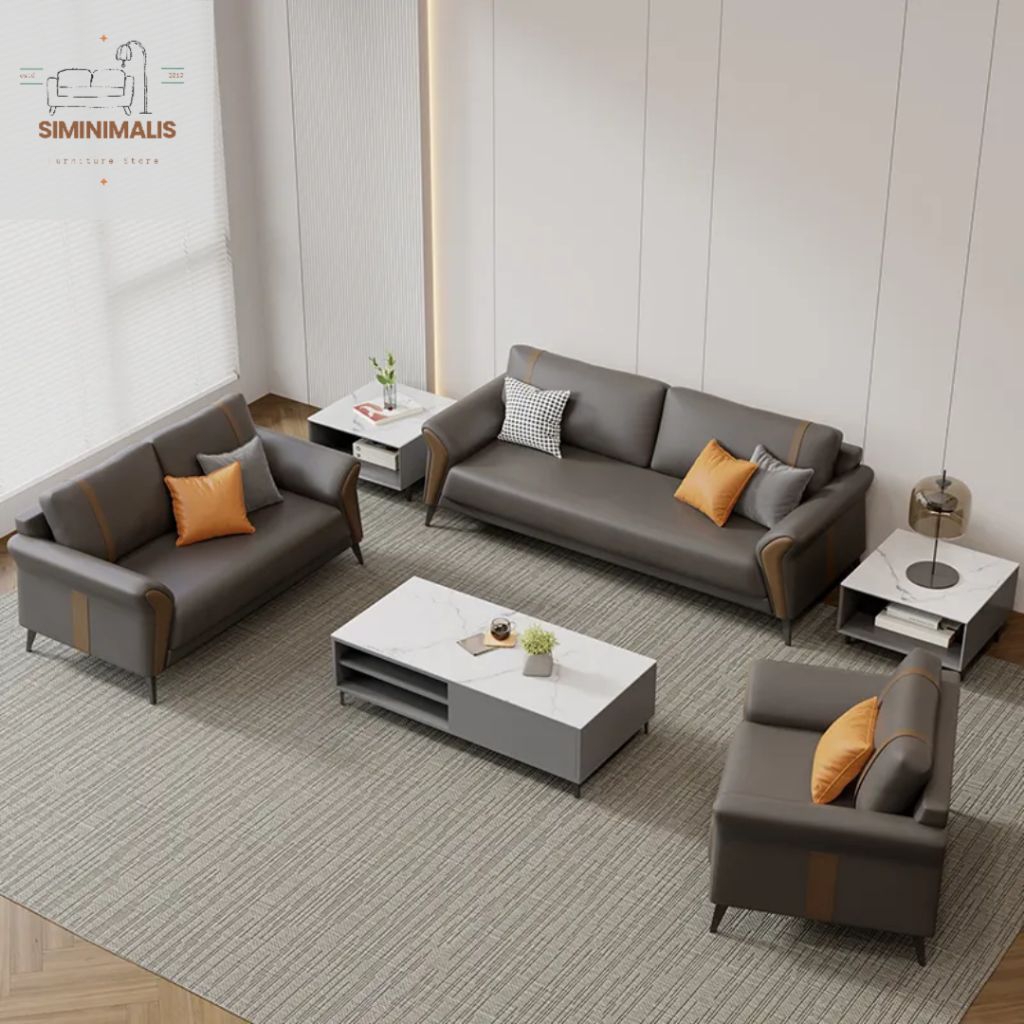 Sofa Set Ruang Tamu Minimalis 321 Modern / Kursi Tamu Kulit Oscar Premium Siminimalis