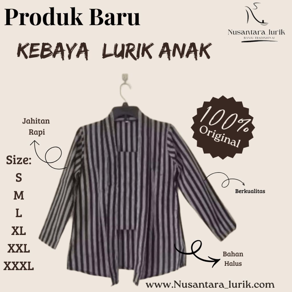 Kebaya Kutu Baru Anak || Motif Abu-Abu Hitam|| Jawa Etnik || Warna Abu-Abu