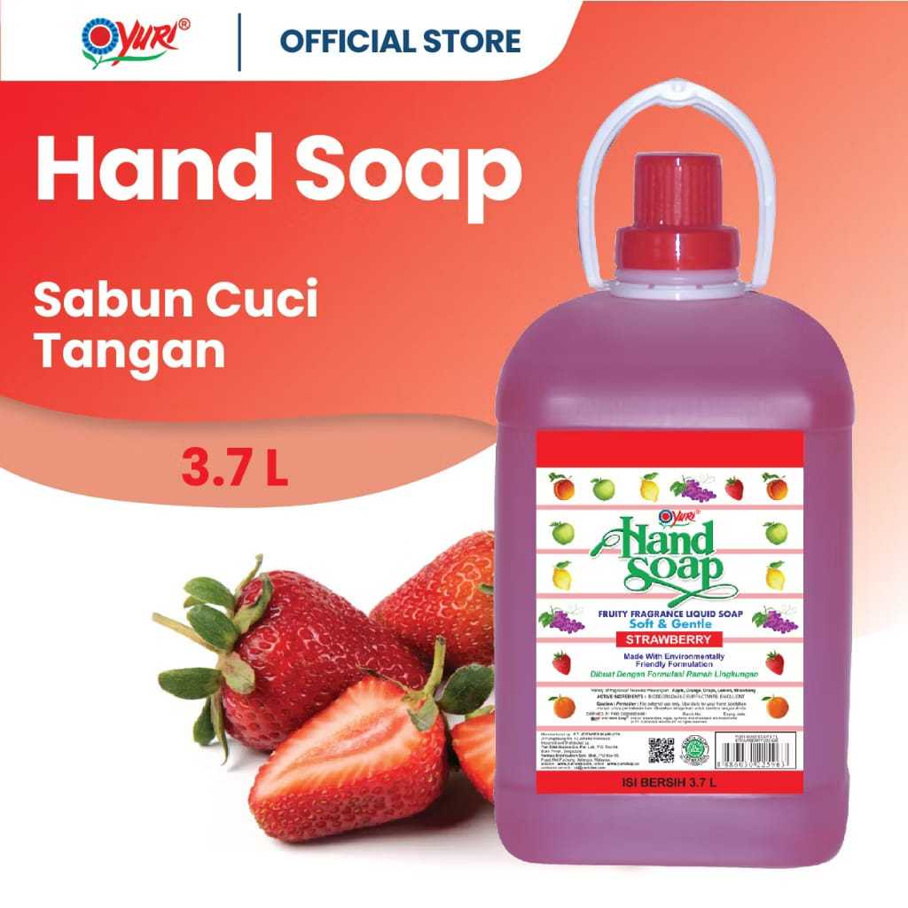 YURI HAND SOAP SABUN CUCI TANGAN 3,7 LITER / YURI HAND SOAP 3,7 LITER AROMA STRAWBERRY - MURAH