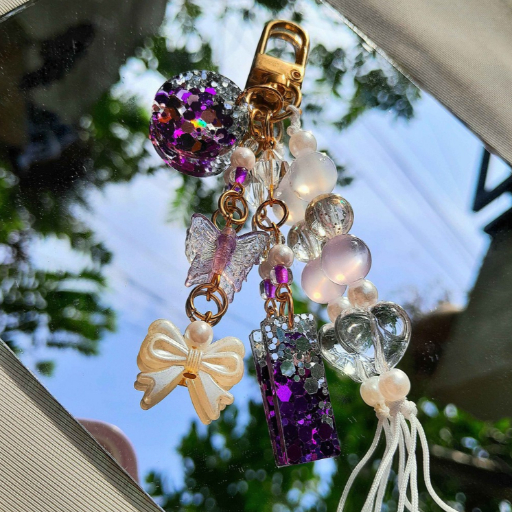 Purple Bag Charm Gantungan Tas Gantungan Kunci Ungu Cantik Ramai