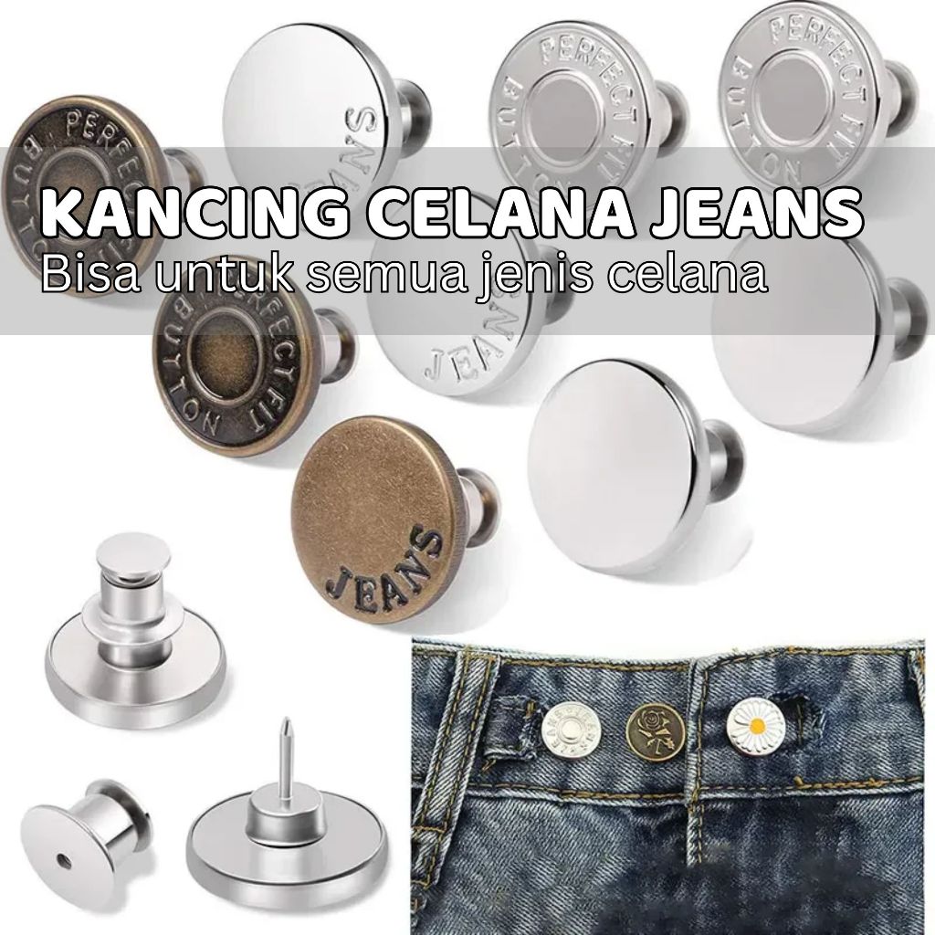Kancing Cela Jeans Kancing Celana Serbaguna Pengecil Mengecilkan Adjustable Pengait Kait Waist Slime
