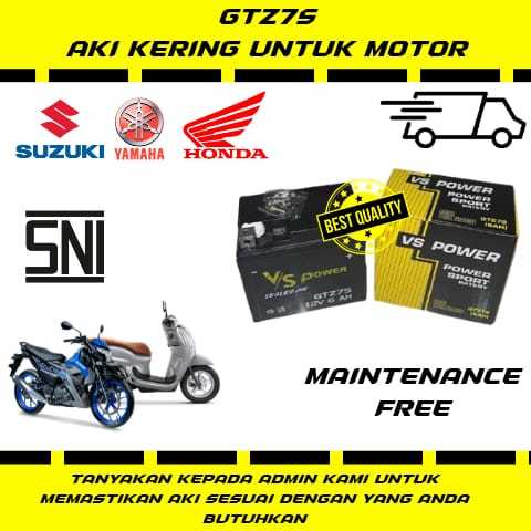 Aki Motor NMAX GTZ7S Accu Kering MF