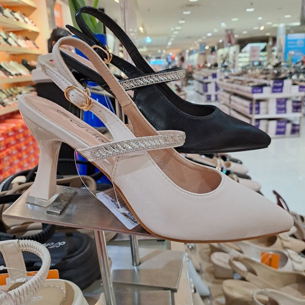 sepatu mules wanita St.moritz hak 6 cm dengan tali