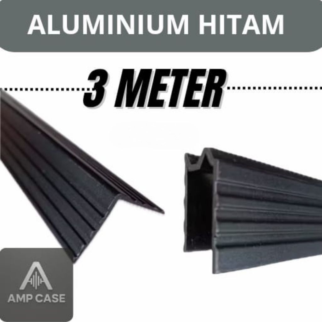 Lis Alumunium Hardcase Hitam | Tipe L & U | Ukuran 3 Meter |