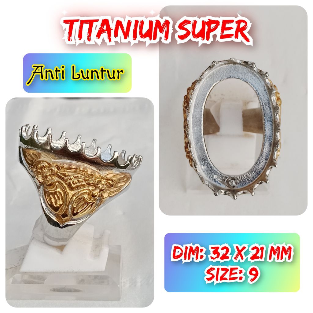 cincin emban batu akik batu permata anti Luntur super titanium.15