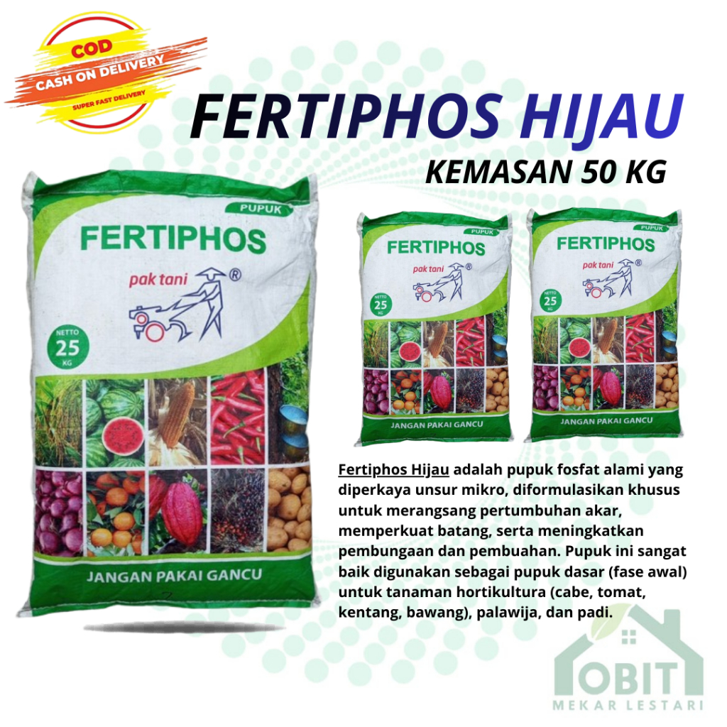 Fertiphos Hijau 50 Kg Pupuk Fosfat Kalsium Boron ORIGINAL PABRIK