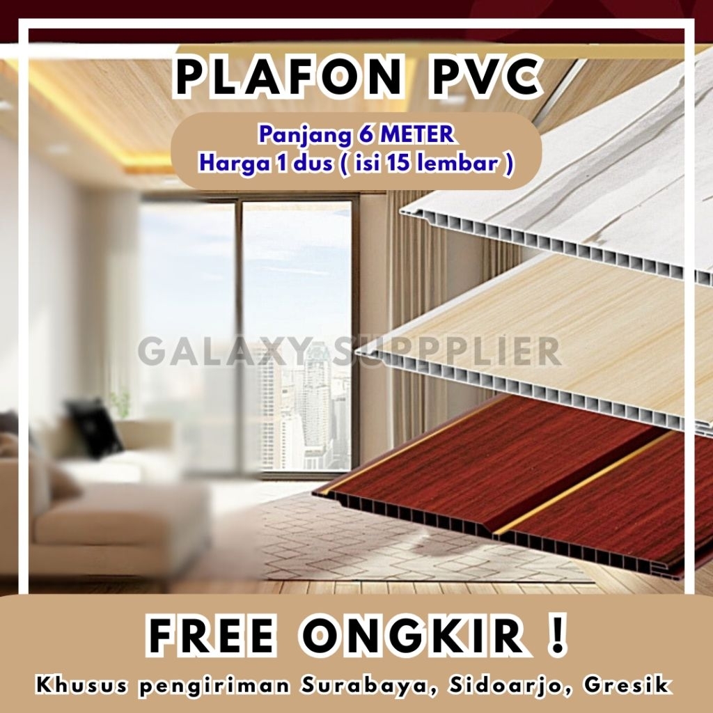 PLAFON PVC 6 METER 1 DUS ISI 15 LEMBAR SIAP KIRIM