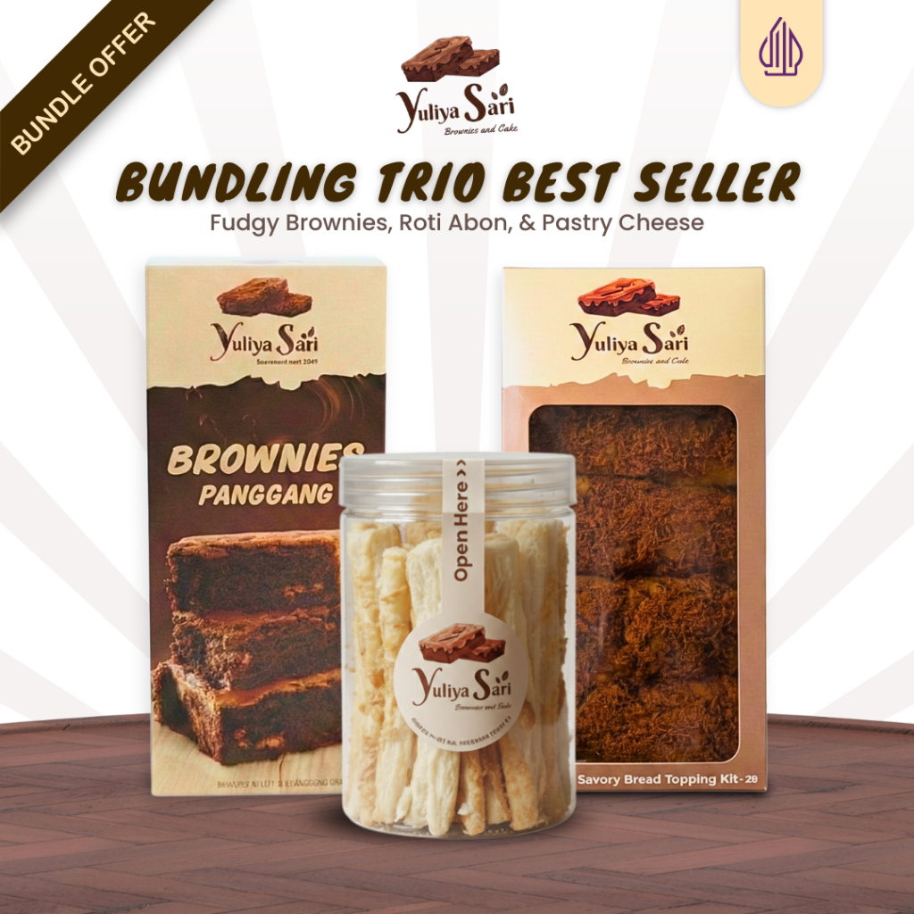 Paket Bundle Fudgy Brownies Panggang Roti Abon Pastry Cheese Puff Stick Yuliya Sari Homemade
