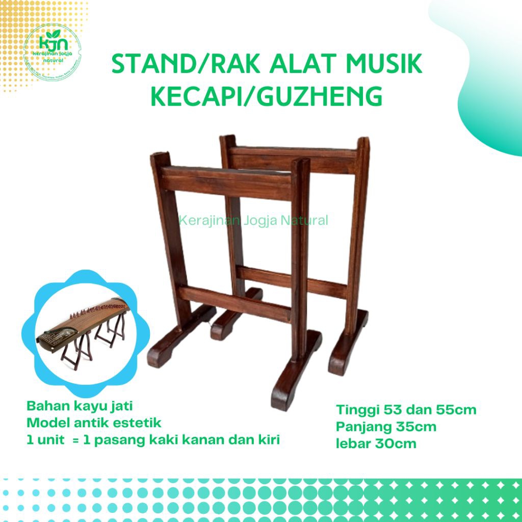 Stand / Rak Alat Musik Kecapi / Guzheng Dari Kayu Jati 1 pasang Stand Kaki Kecapi