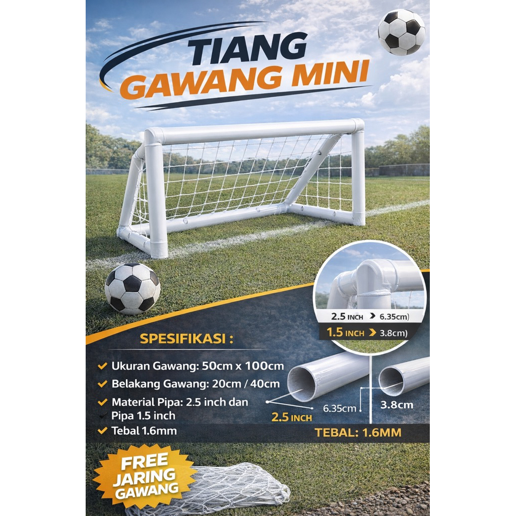 Tiang Gawang Portable Mini Anak (1 Gawang)