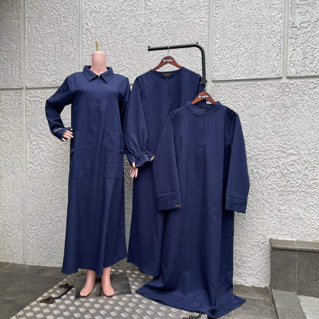 Abaya Salur Ayfira Store Gamis Stripe Semiwoll Belluci Print Stripe