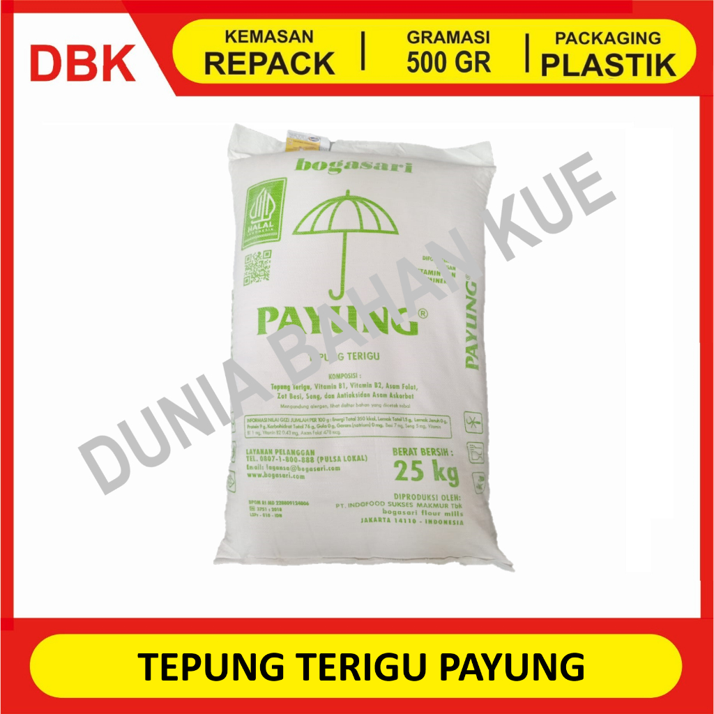 TERIGU PAYUNG - REPACK 500 GR / TEPUNG TERIGU PAYUNG BOGASARI