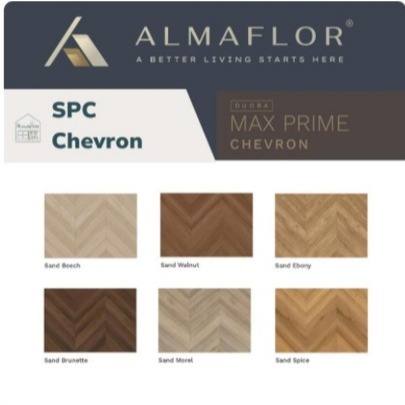 Lantai SPC Chevron Almaflor 7mm Duora Max Prime Tahan Air
