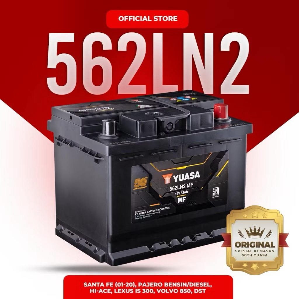 Aki Yuasa MF 562LN2 (Aki Kering) | Untuk Mobil Toyota Innova Reborn Bensin