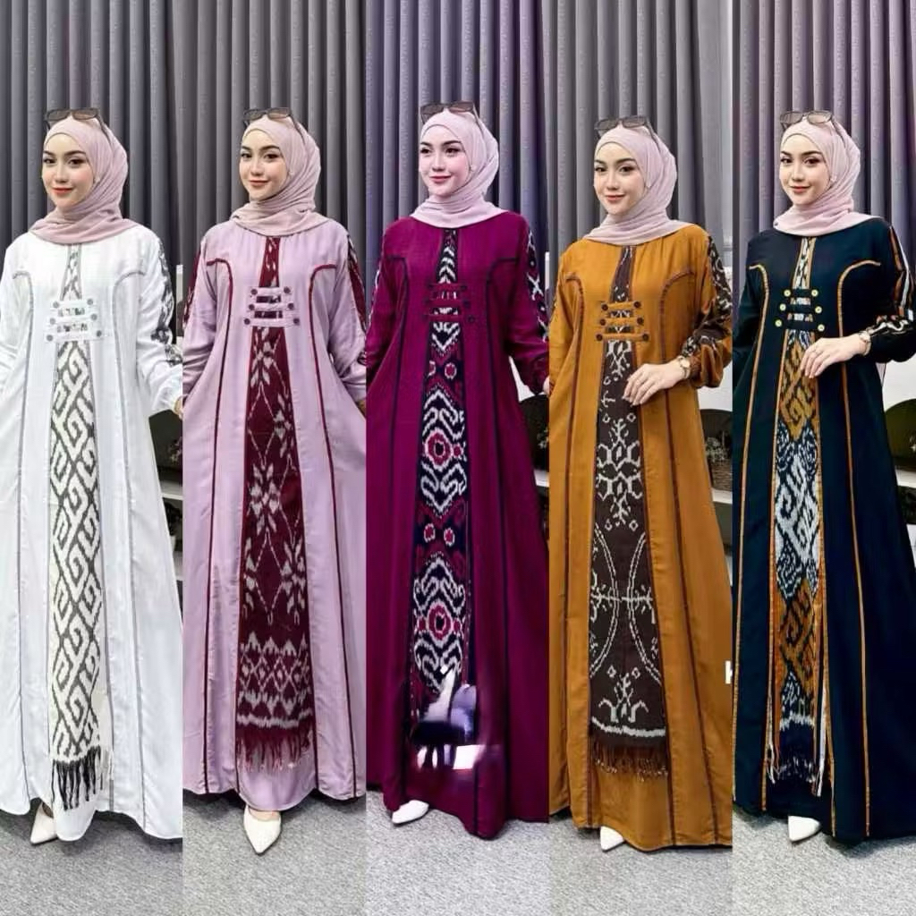 KIARA Gamis raya - Gamis tenun kekinian - Gamis muslim wanita etnik modern