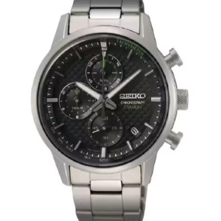 Seiko chronograph SSB389P1 silver dial hitam pria original