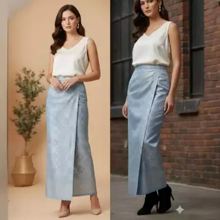 Rok Songket Lilit Kain Songket warna putih / Songket  has Adat tradisi