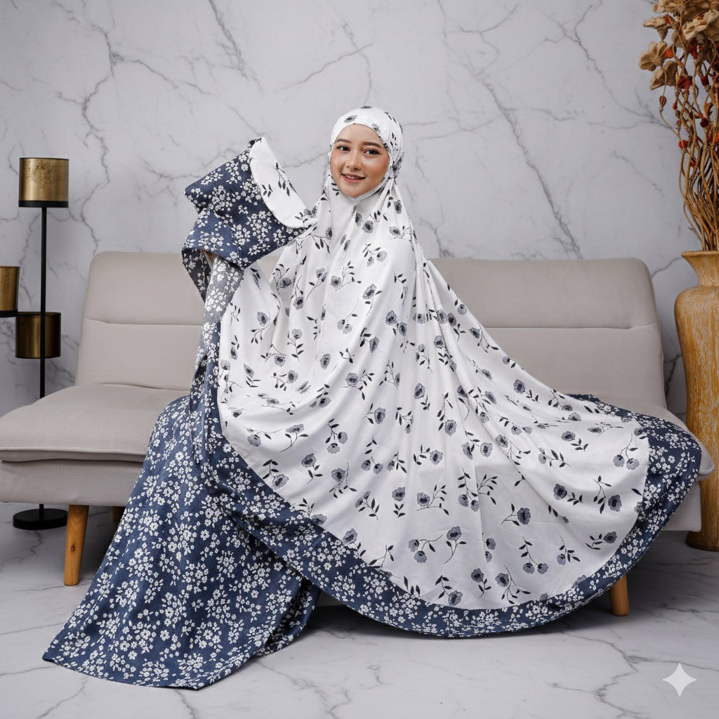 MUKENA RUKUH KATUN RAYON JUMBO MOTIF BUNGA BATIK GIFT HADIAH RAMADHAN LEBARAN UMROH HAJI FREE TAS
